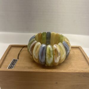 Lucite Stretch Bracelet Green Brown Tan Beads Very Retro 80's Unbranded NEW